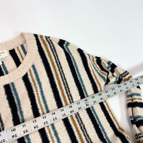Salt Water Luxe Sweater Womens XS Cream & Black Striped Beachy Knitted Pullover - Picture 3 of 9